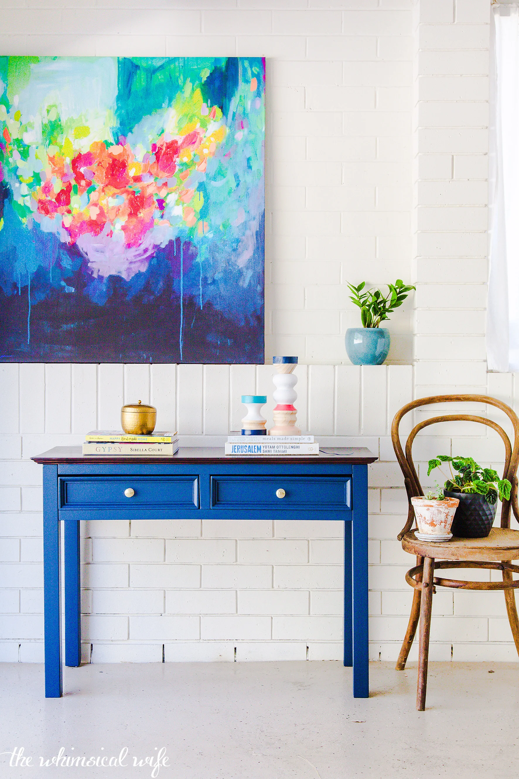 Mid Century Hall Table Makeover