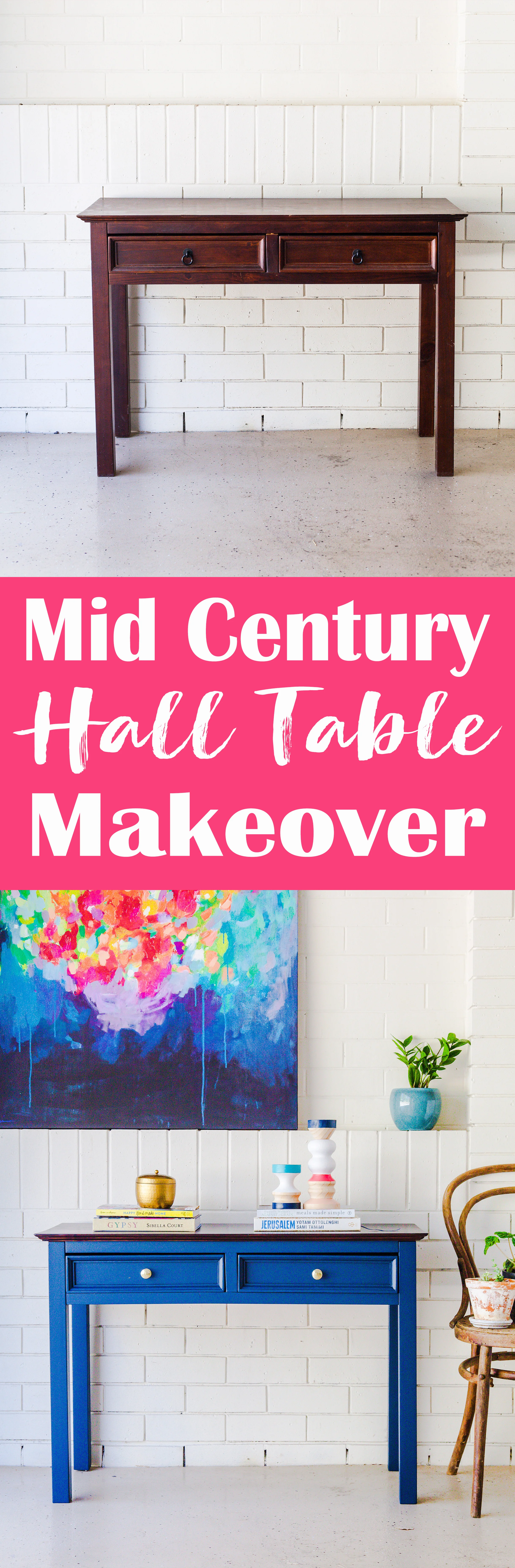 Mid Century Hall Table Makeover