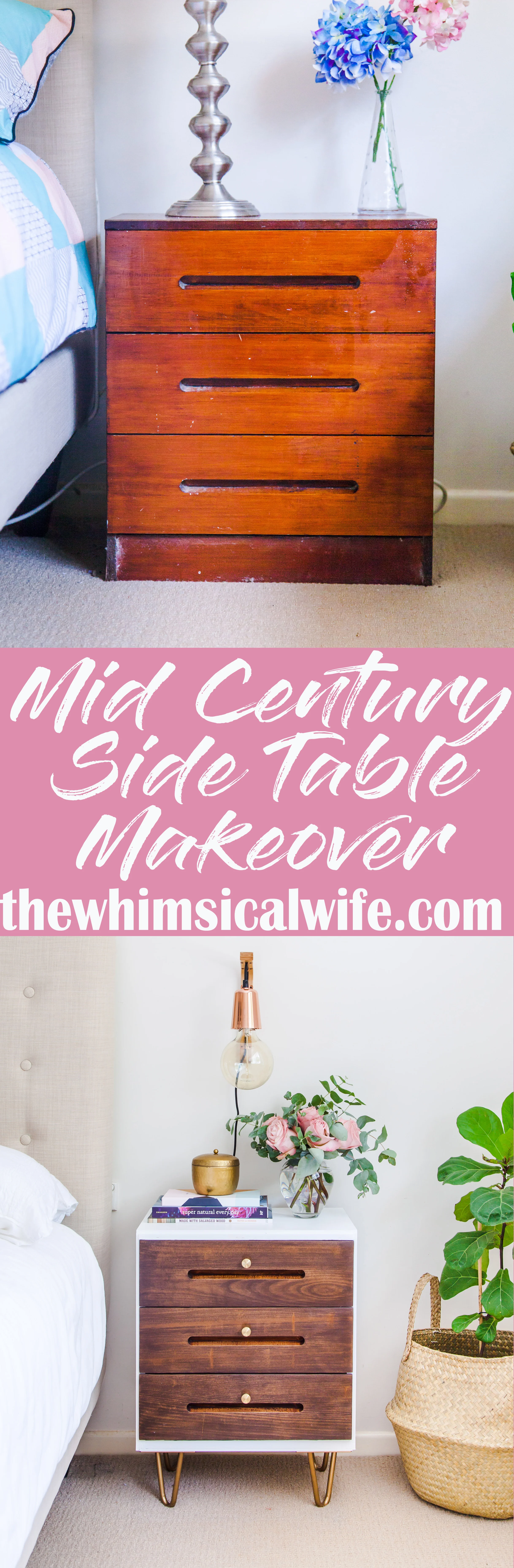 Mid Century Modern Side Table Makeover | The Whimsical WIfe