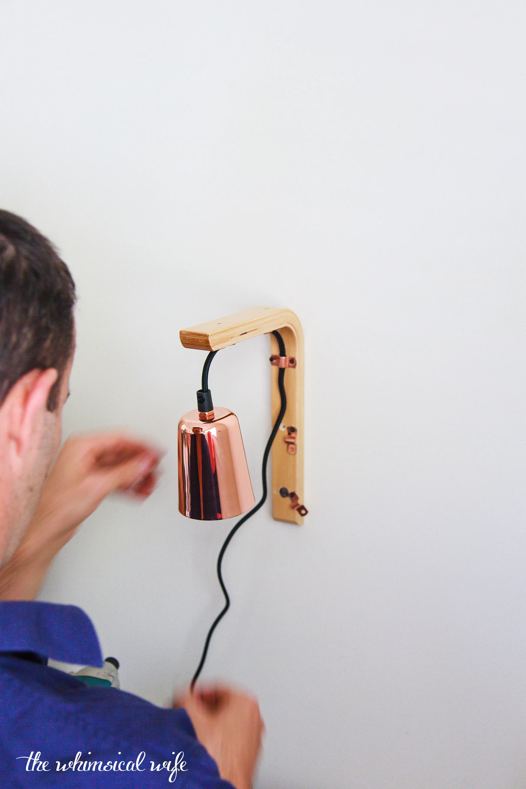 How To Make A Modern Hanging Wooden Wall Bracket Light | The Whimsical Wife