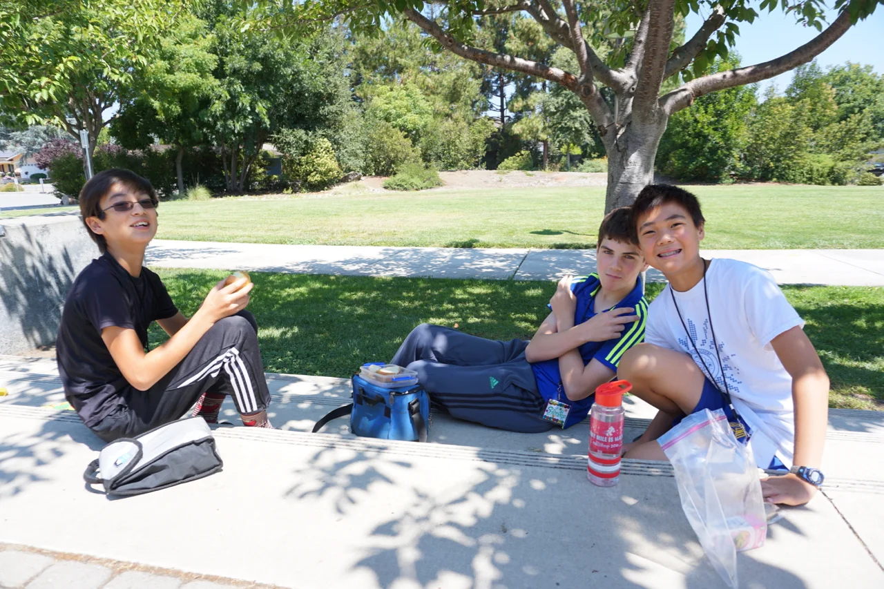 senior campers during lunch break