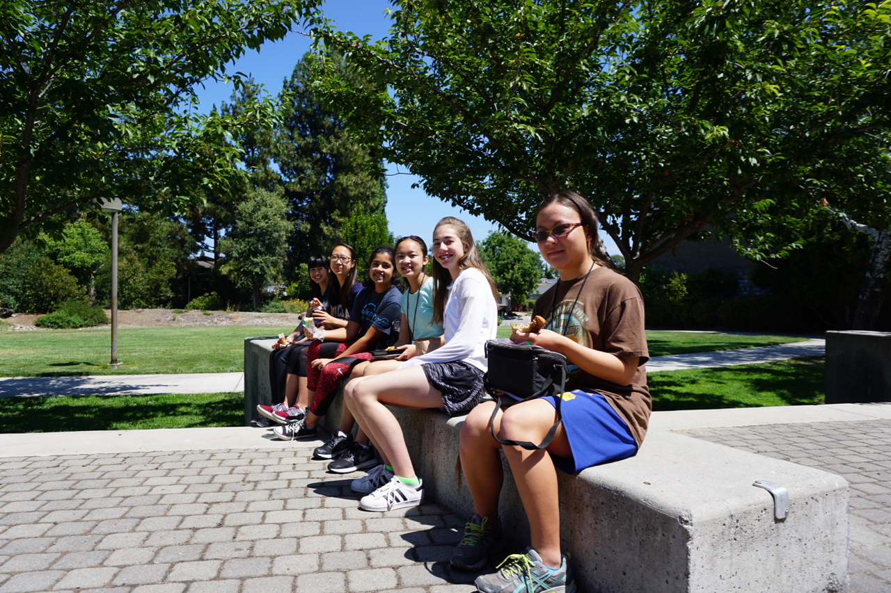 Senior campers during lunch break