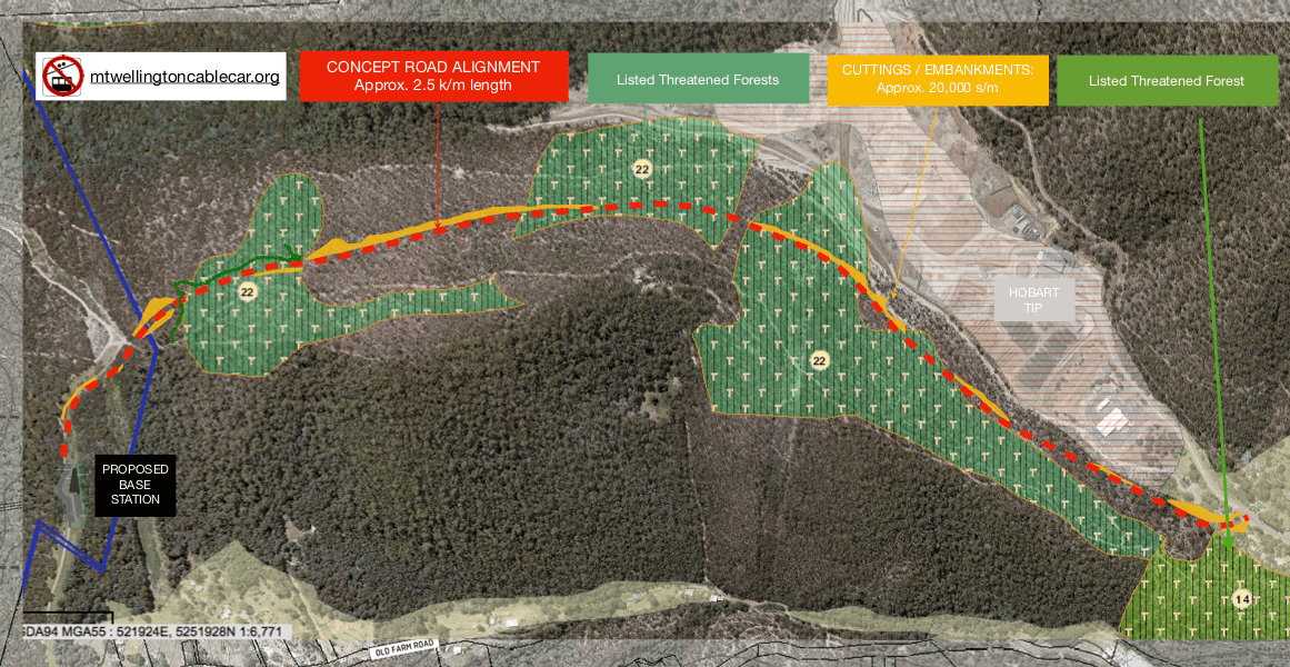 The MWCC Access Road cuts through all three stands of the Threatened Silver Peppermint forest groves.