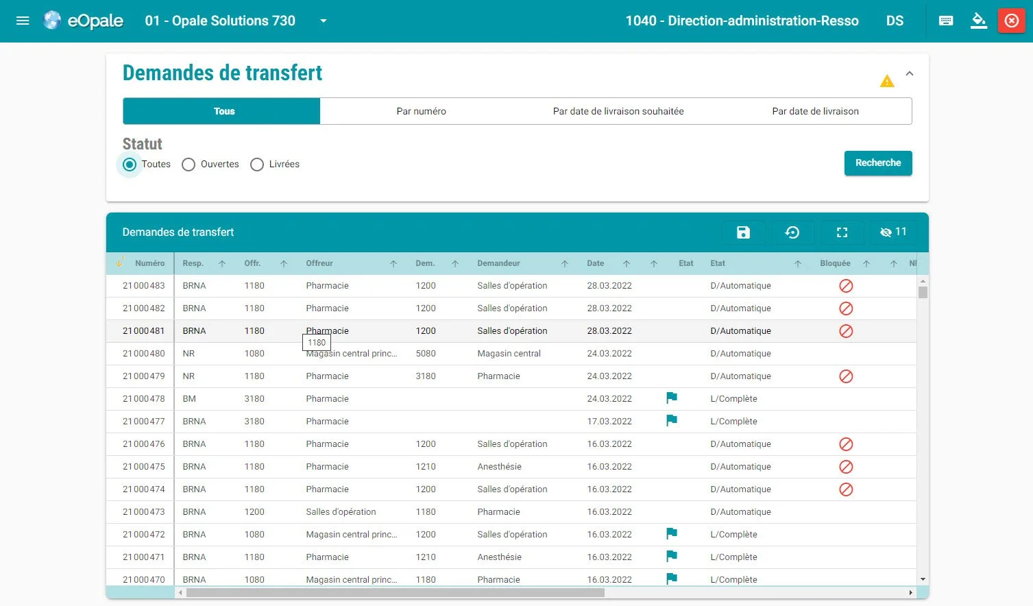 STW-0782 - “Demande de transfert eOpale”