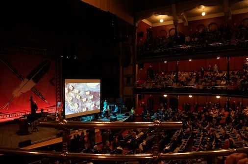 Neil Young performing at Massey Hall, Toronto.