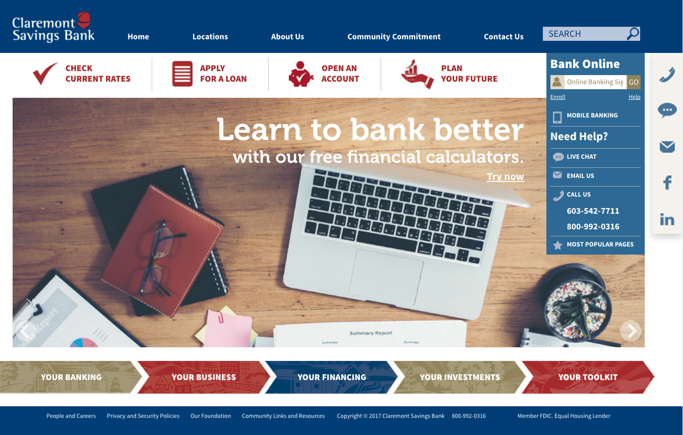 Claremont Savings Bank - Website Redesign