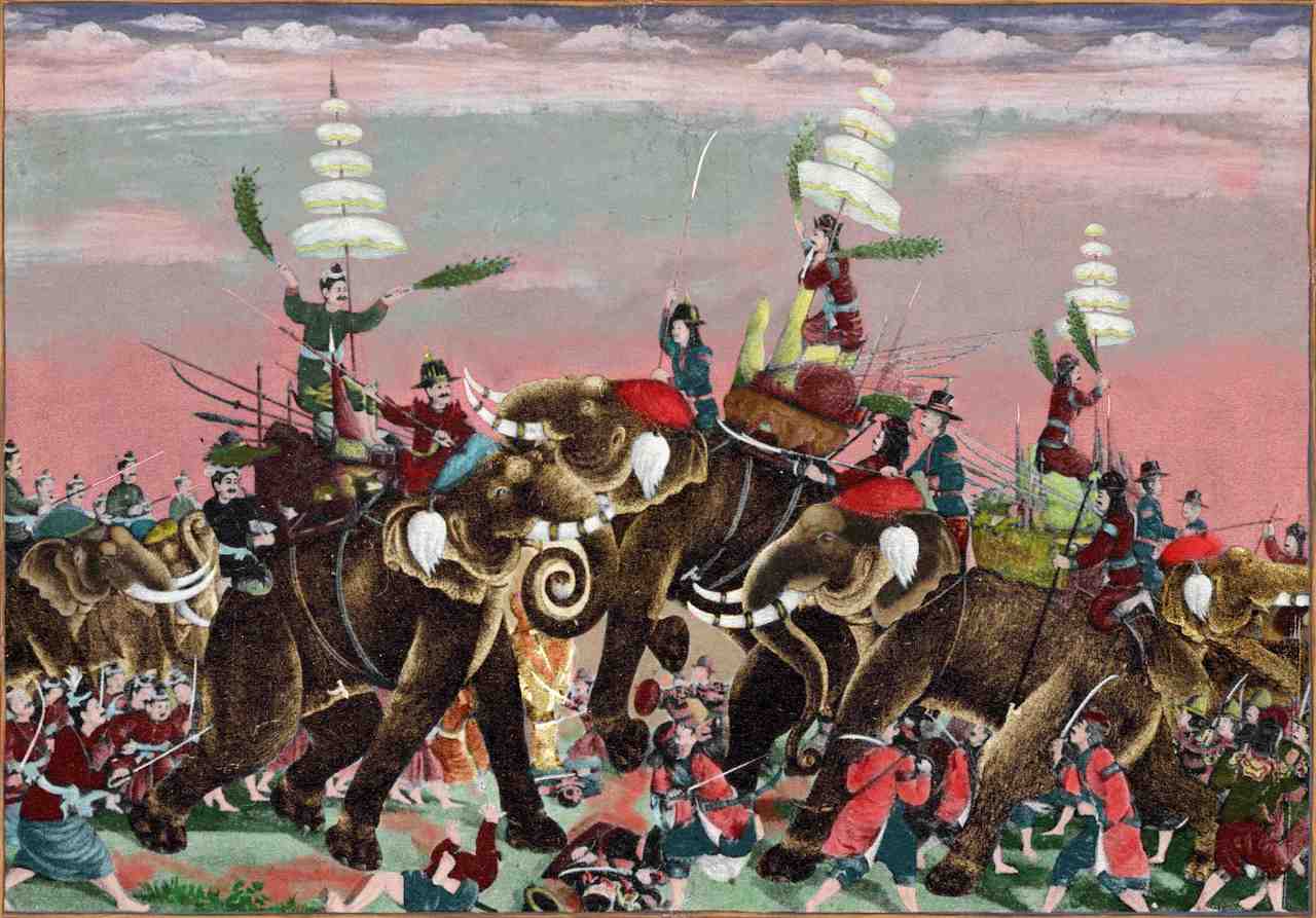 King Naresuan during the Elephant battle against the Burmese in 1593.jpg