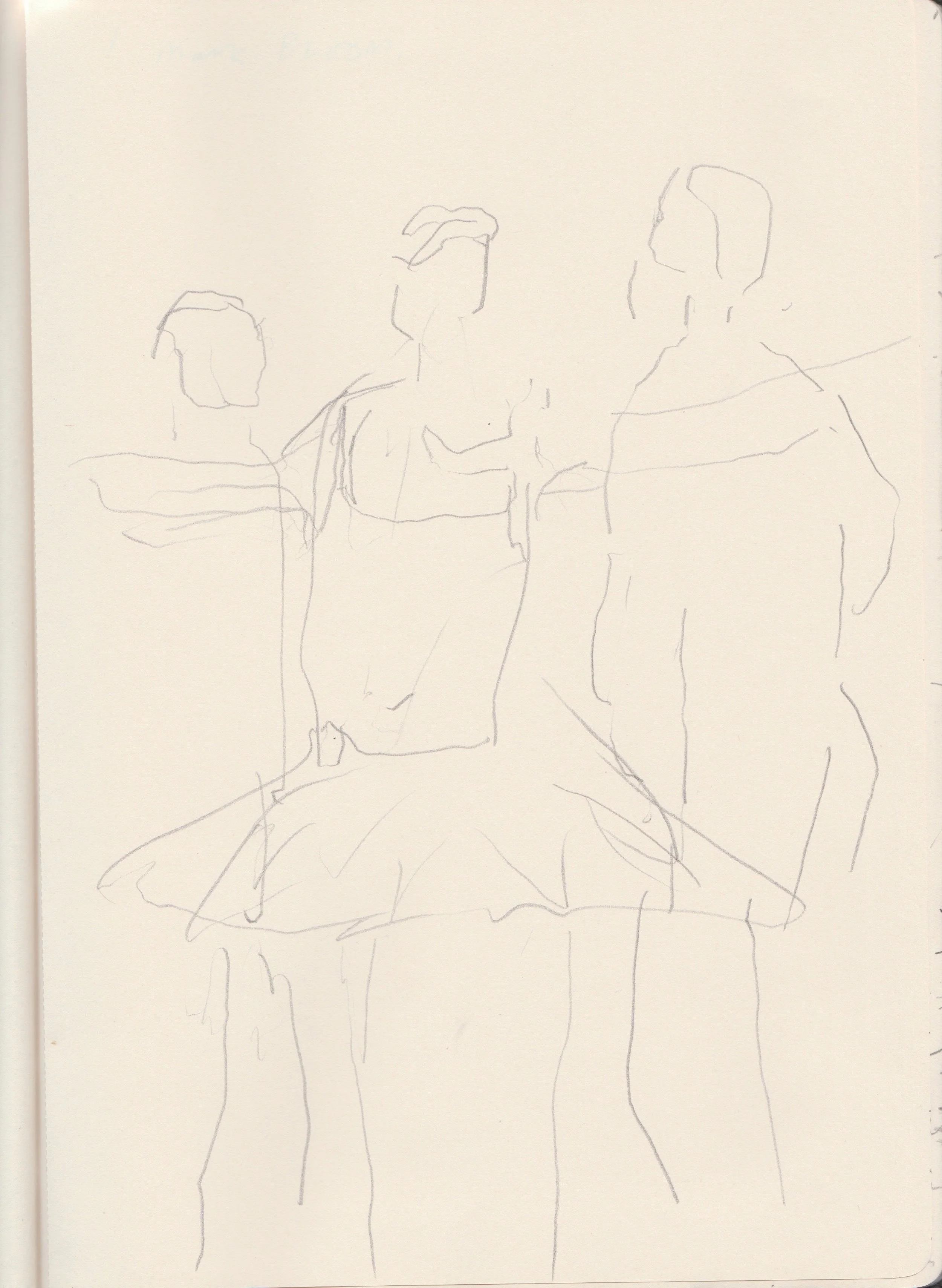 Drawing from stage rehearsals of Ballet Black's production of "A Dream Within A Midsummers Nights Dream"
