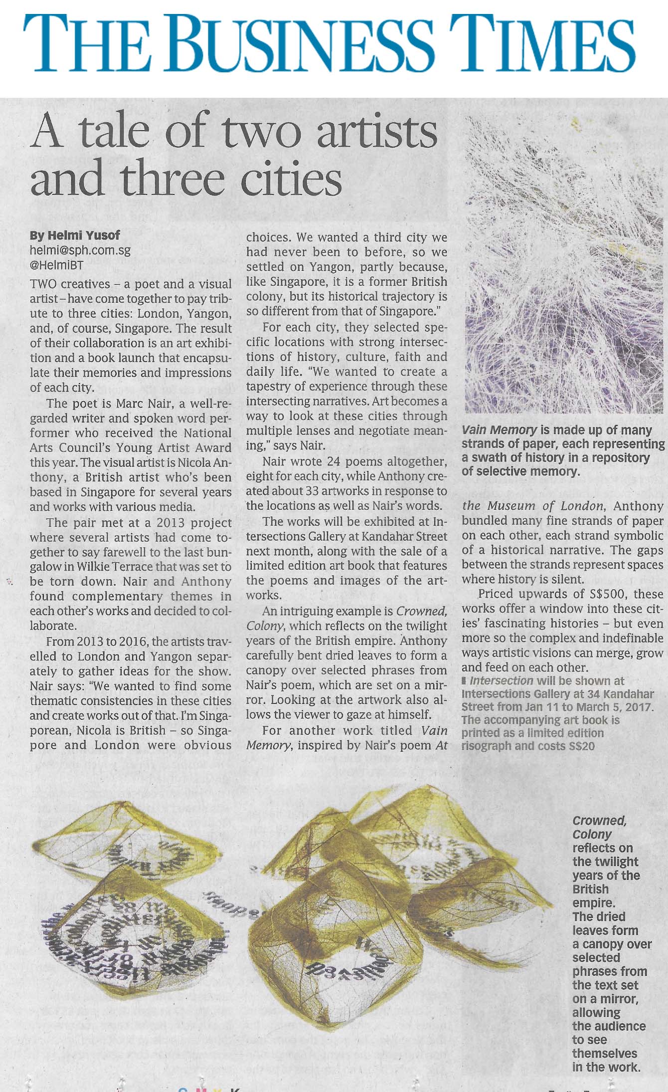 Singapore Business Times, Article by Helmi Yusof, 30 December 2016