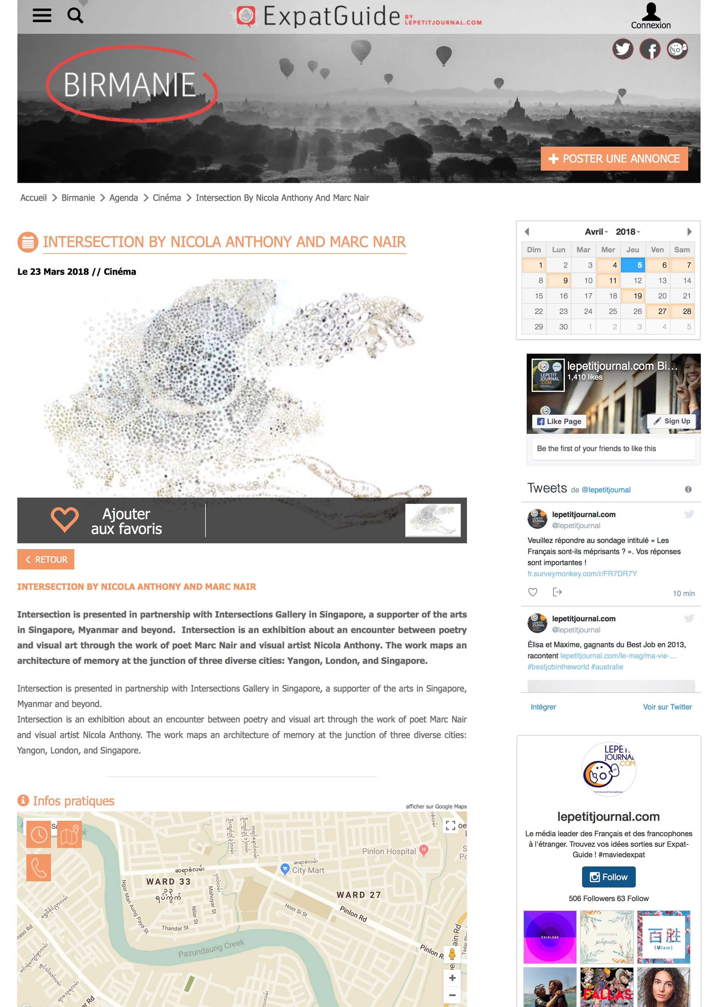 Expat Guide by Lepetitjournal, 'Intersection by Nicola Anthony and Marc Nair', 23 March 2018