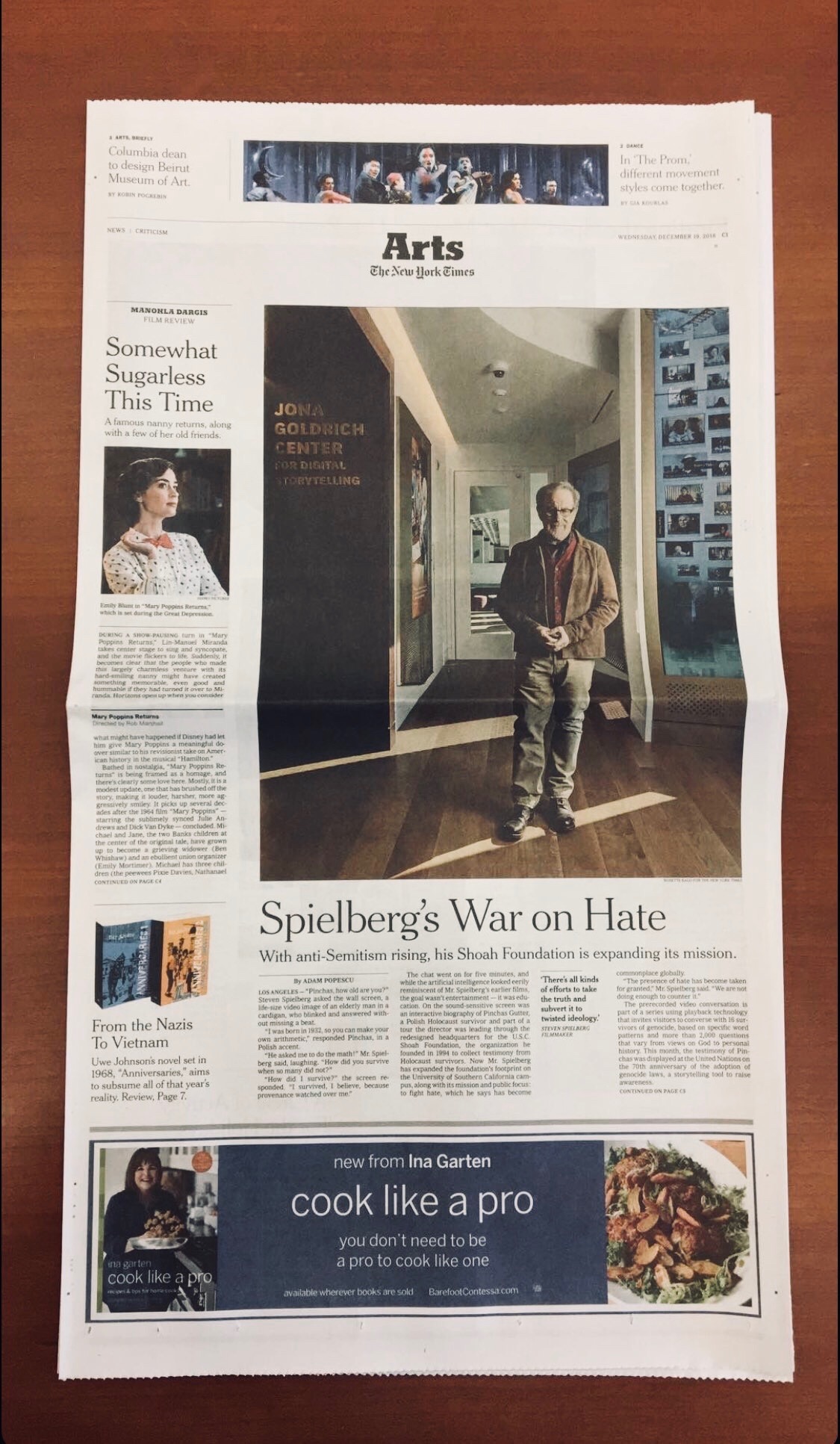 The New York Times, Steven Spielberg on Storytelling’s Power to Fight Hate, 18/12/2018