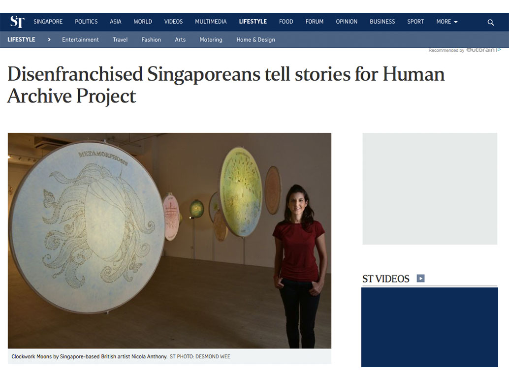 The Straits Times, Disenfranchised Singaporeans tell stories for Human Archive Project, 03/10/17