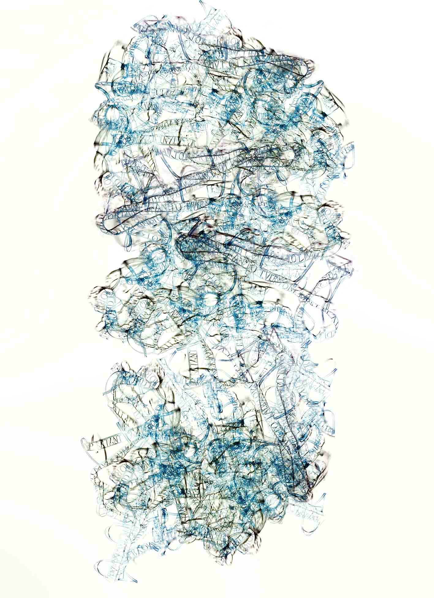 Poetry net (IV), (c) Nicola Anthony, 2020, hand-made fishing net collaged on canvas_web res