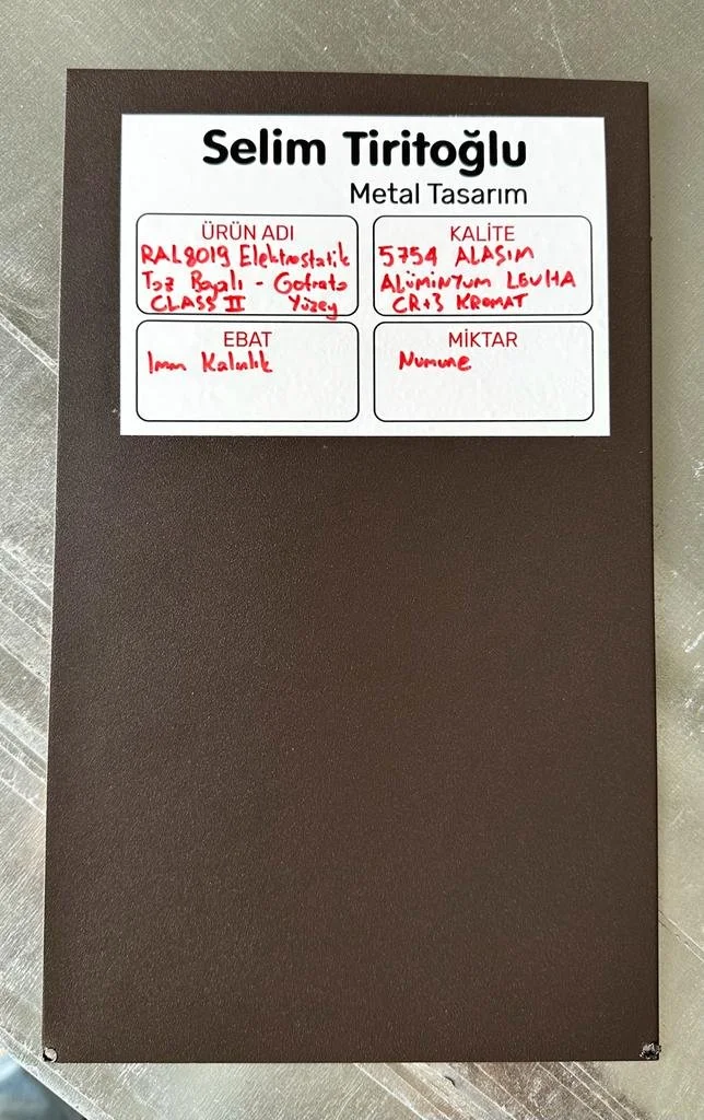 RAL8019 Gofrato Yüzey Elektrostatik Toz Boyalı Alüminyum Levha