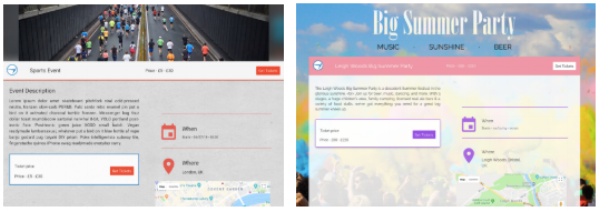 The two images above are from two different events - each has been customised to suit the client's brand.