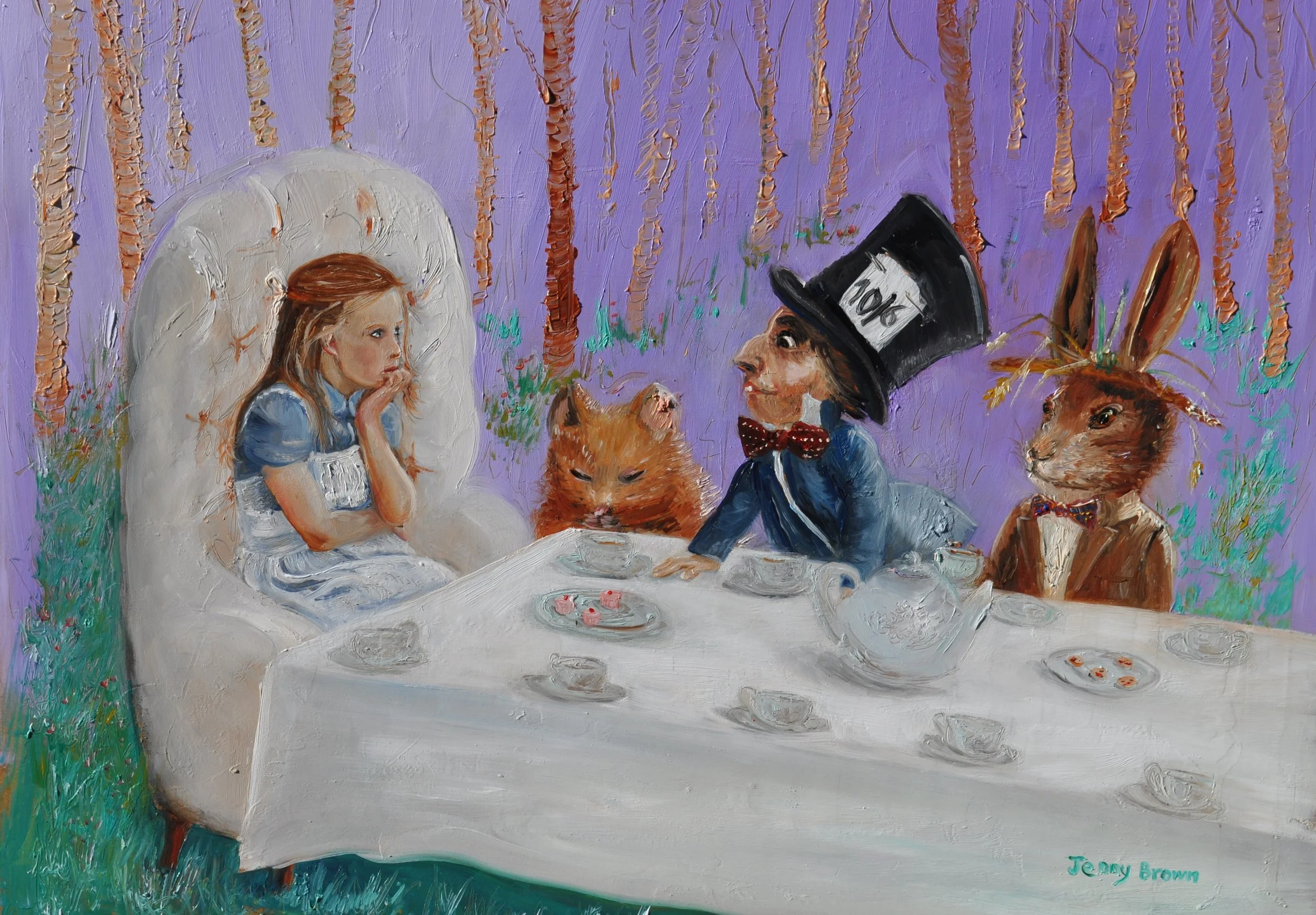 Tea with the Mad Hatter &nbsp; Oil on Board 35x 46cm &nbsp; SOLD