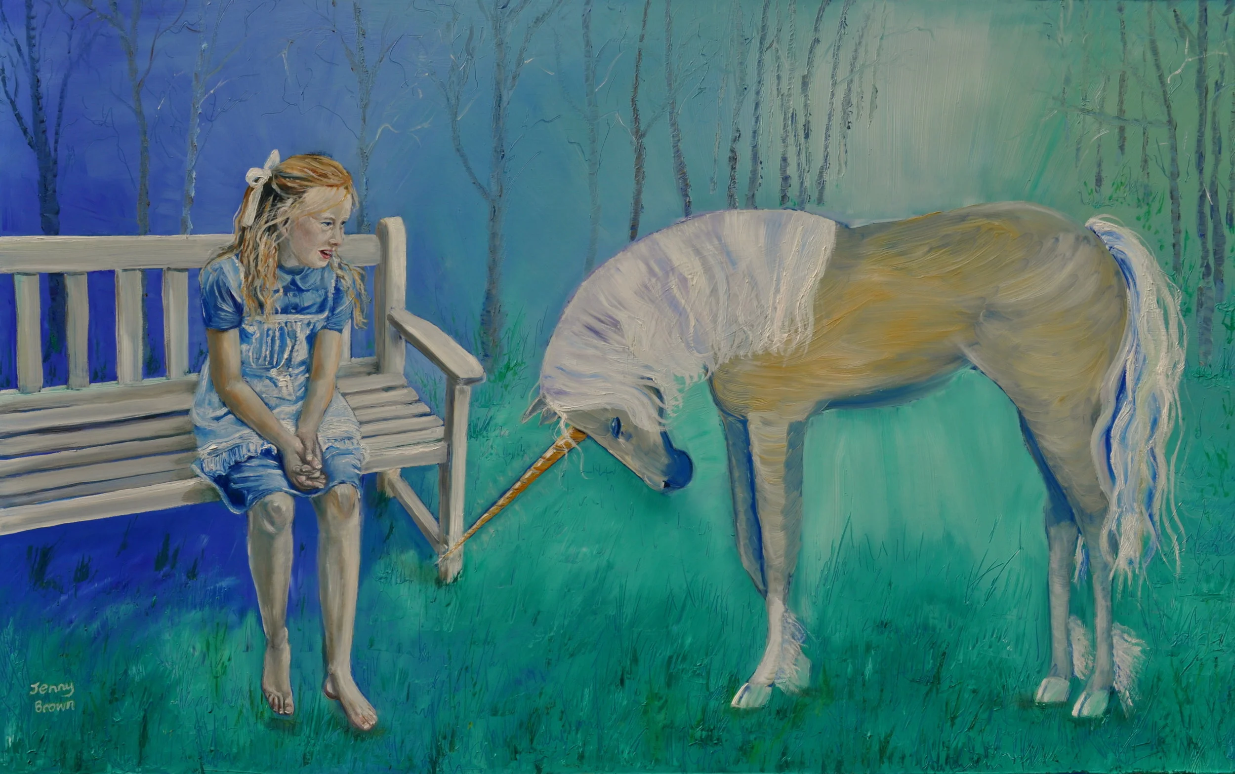 Starlit Unicorn Oil on Board 120x60 cm SOLD