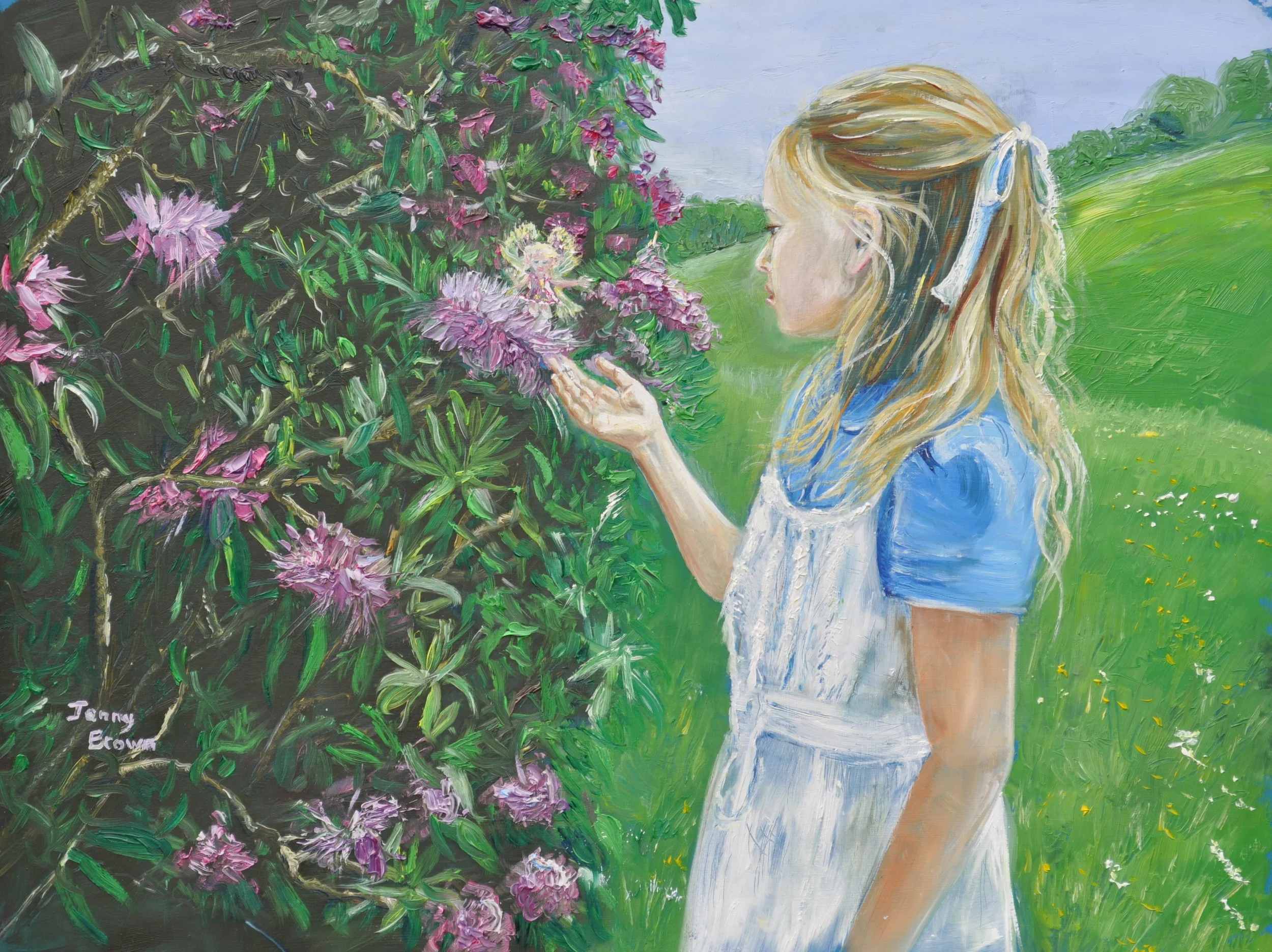 Alice's Contemplation &nbsp; Oil on Board 43x 33cm