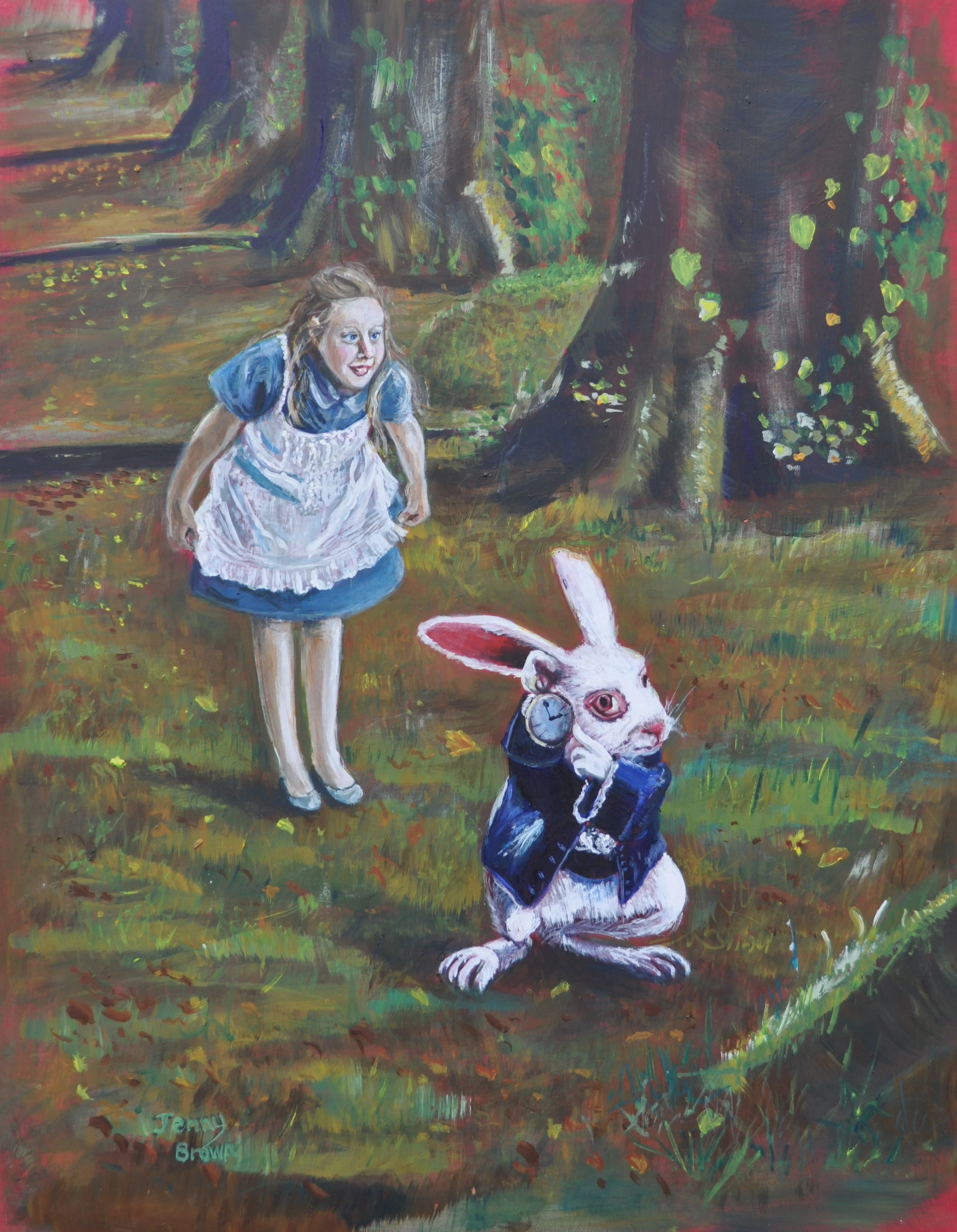The White Rabbit &nbsp;&nbsp; Acrylic on Board 35x46cm