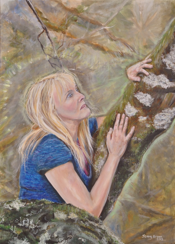 Self Portrait with Birch Acrylic50x70cm