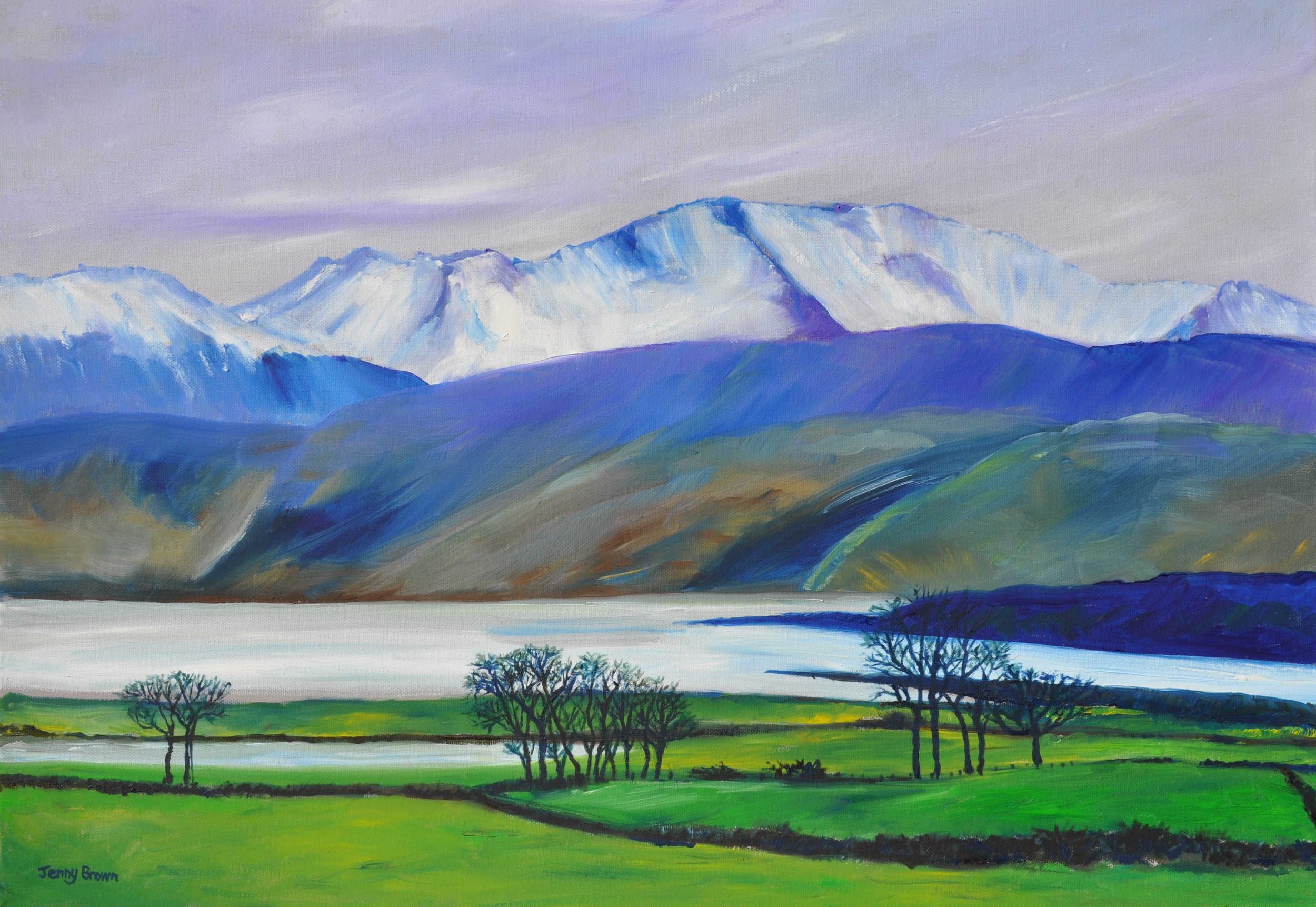 Snow-capped Arran from Ballycaul, Bute SOLD