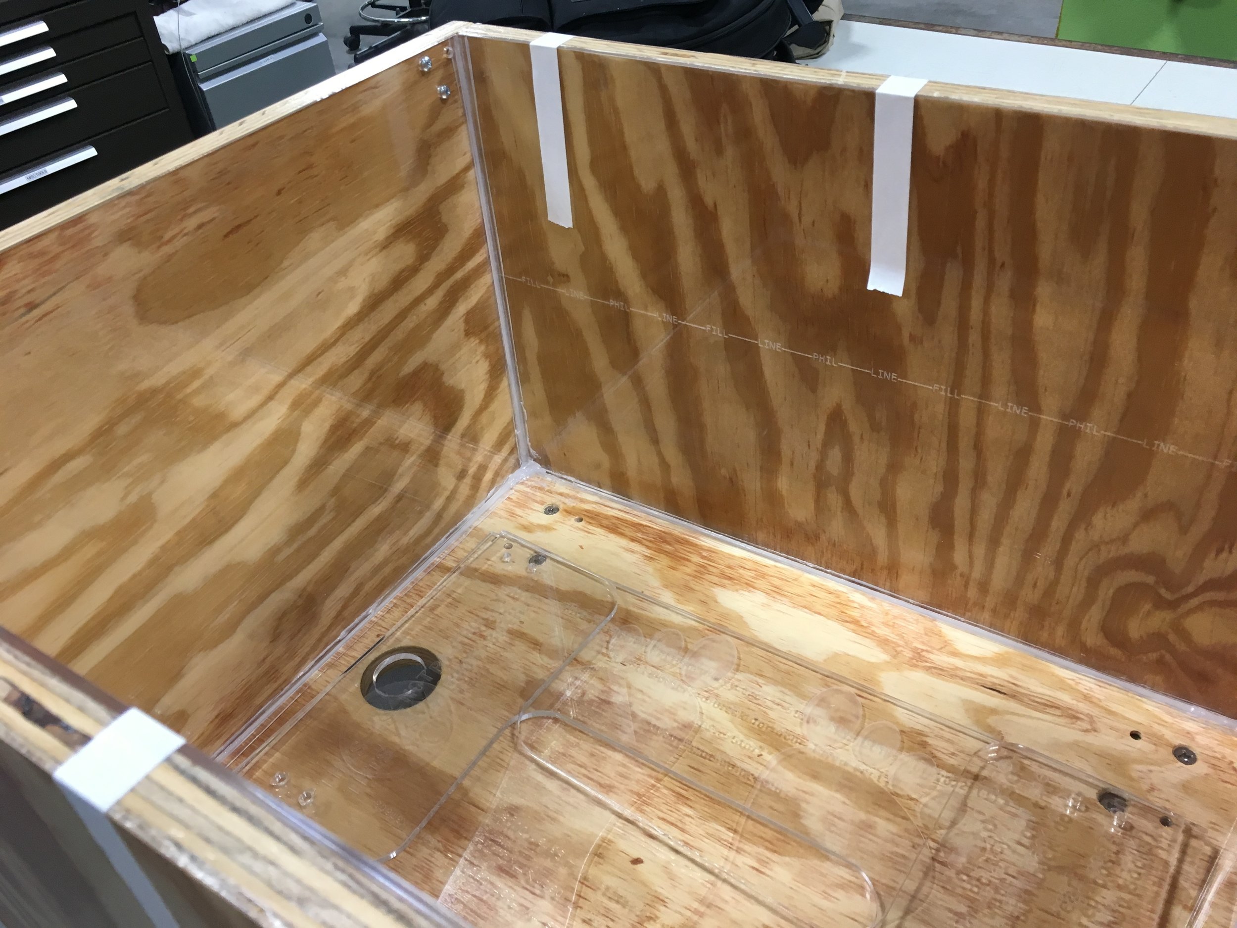 Putting in the inside Acrylic layer.