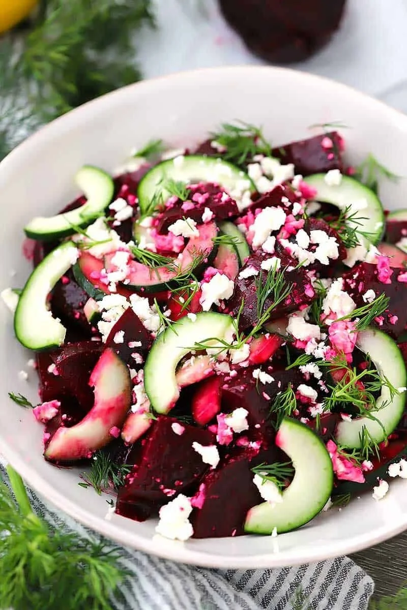 Beet Salad with Feta, Cucumbers, and Dill