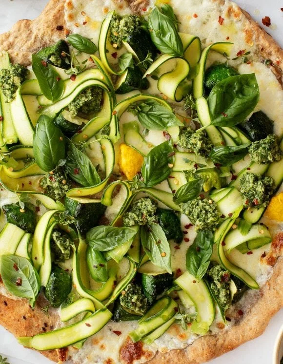 Herb Garden Zucchini Pizza