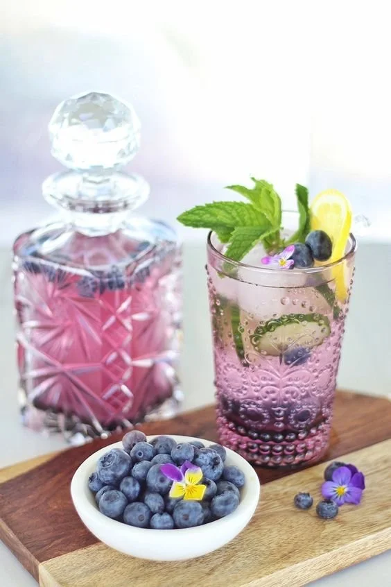 Blueberry Lemon and Cucumber Gin Mojitos