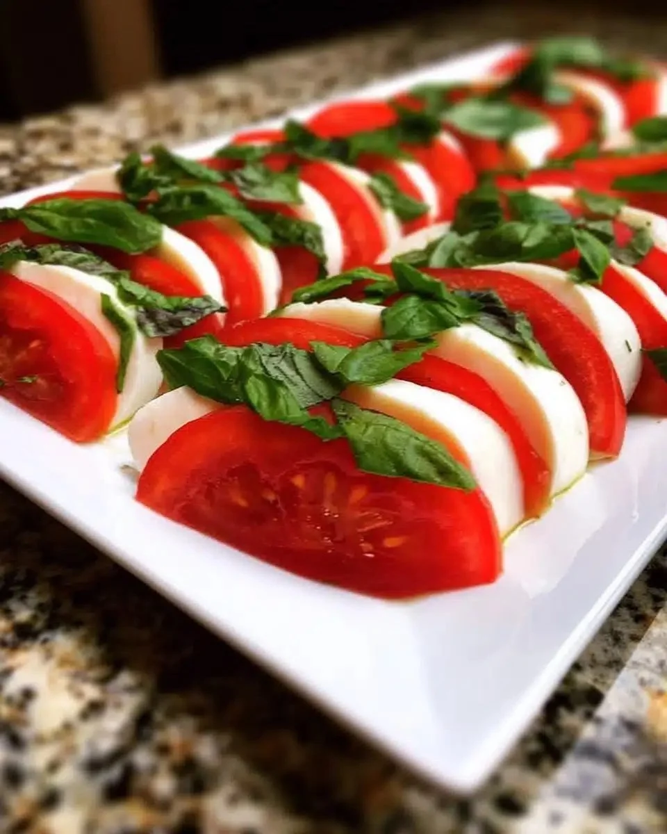 Fresh Caprese Salad with Tomatoes & Basil from the Garden