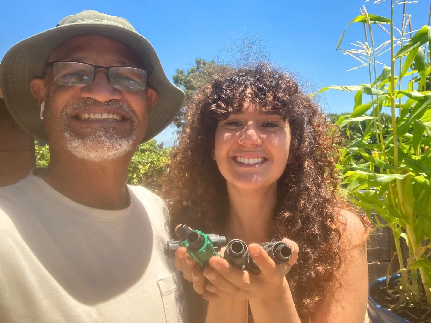 Garden educator and GNG team member Talia is getting a drip irrigation lesson from Walt&mdash; irrigation specialist and SGP mentor💧

A good irrigation systems is critical to the success in your garden. Without consistent and ample water, your garde