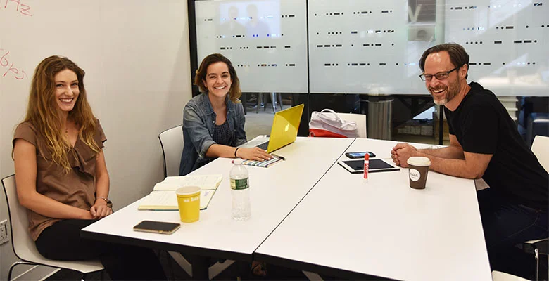 Lauren and Alyssa meeting with their mentor, Rob Fassino.