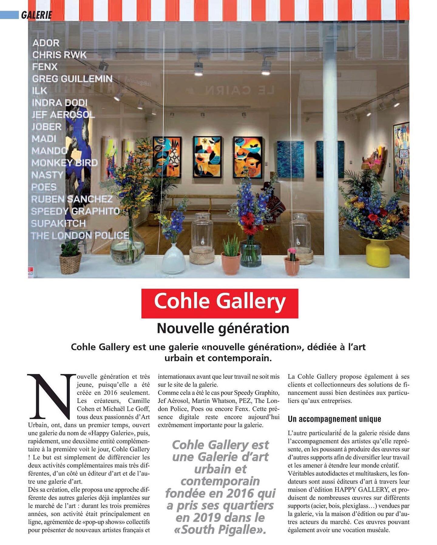@cohlegallery, the rising gallery of urban and contemporary art, in the &laquo;&nbsp;South Pigalle&nbsp;&raquo;, in the last issue of Le Magazine des Arts 🔥