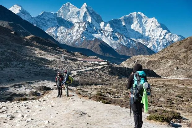 Trekking in the Khumbu Valley on our way to Everest Base Camp