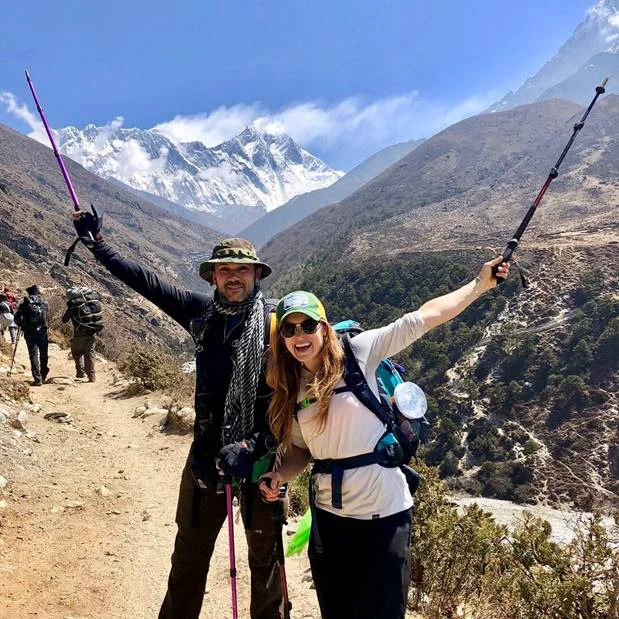 Jo and Tomasz on the way to Everest Base Camp