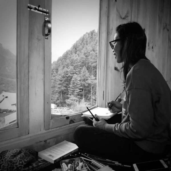 Woman Drawing a Nature Scene