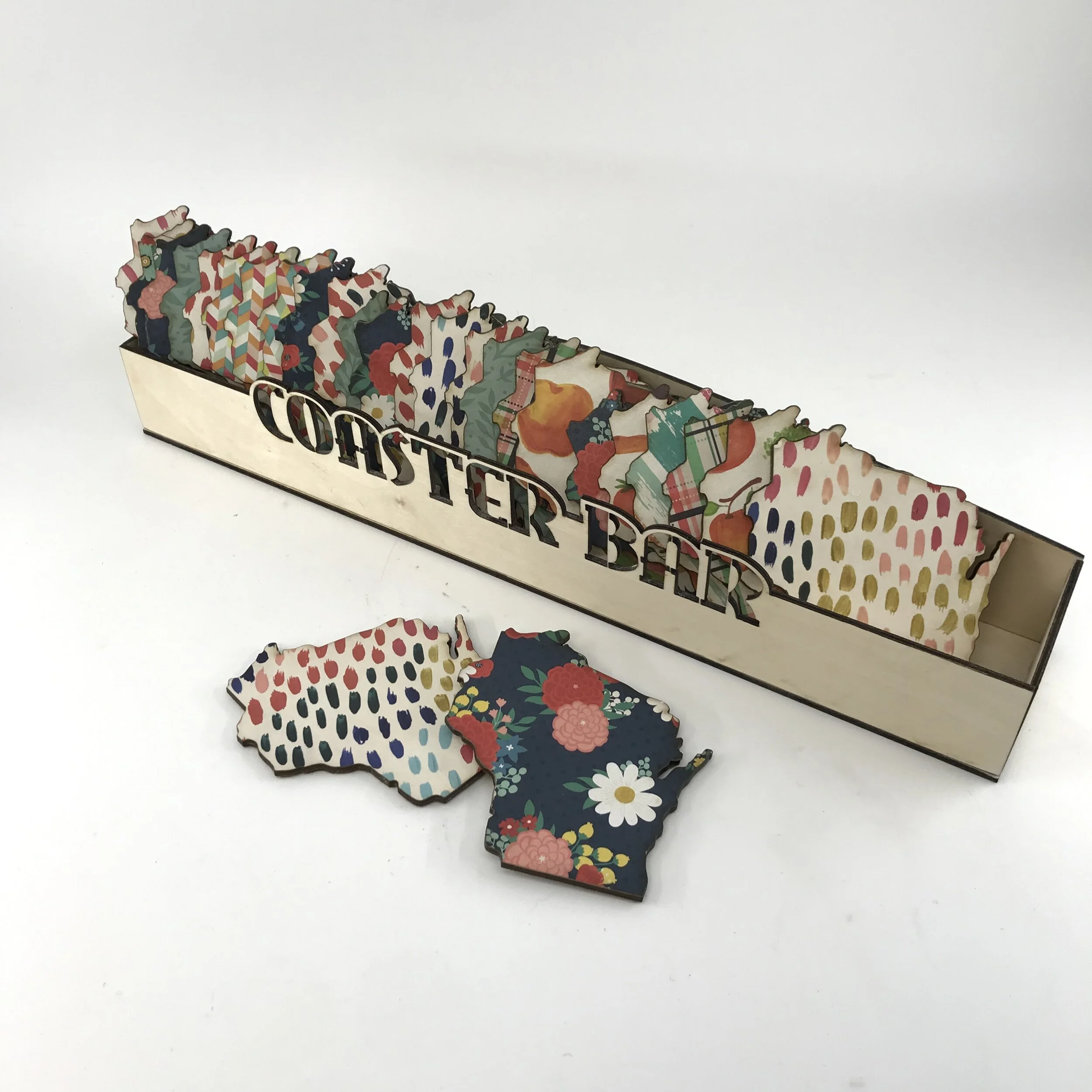 State Shaped Coaster Bar Lasercut