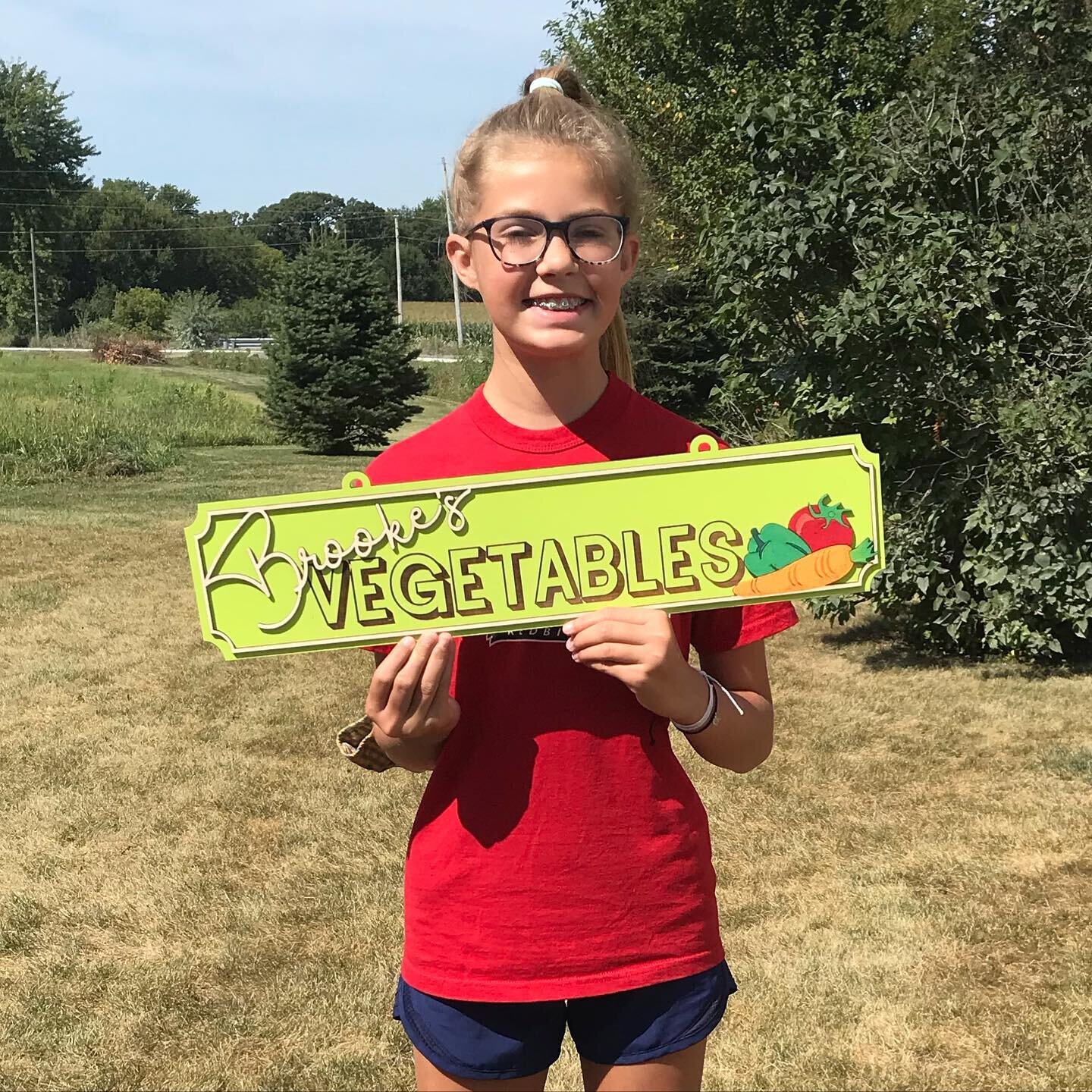 Today was awesome! I got to surprise my cousin’s daughter with her own legit business sign! She grew her own veggies and is now selling them from her own stand.  I love her entrepreneurial spirit but I thought she could use an eye catching sign! 

#s
