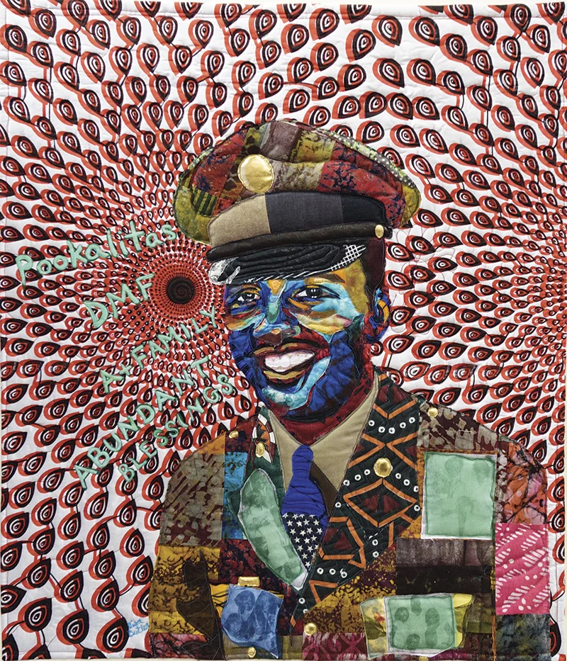 Abundant Blessings by Bisa Butler; 43” x 32” quilted and appliqué cotton, wool, organza and gabardine