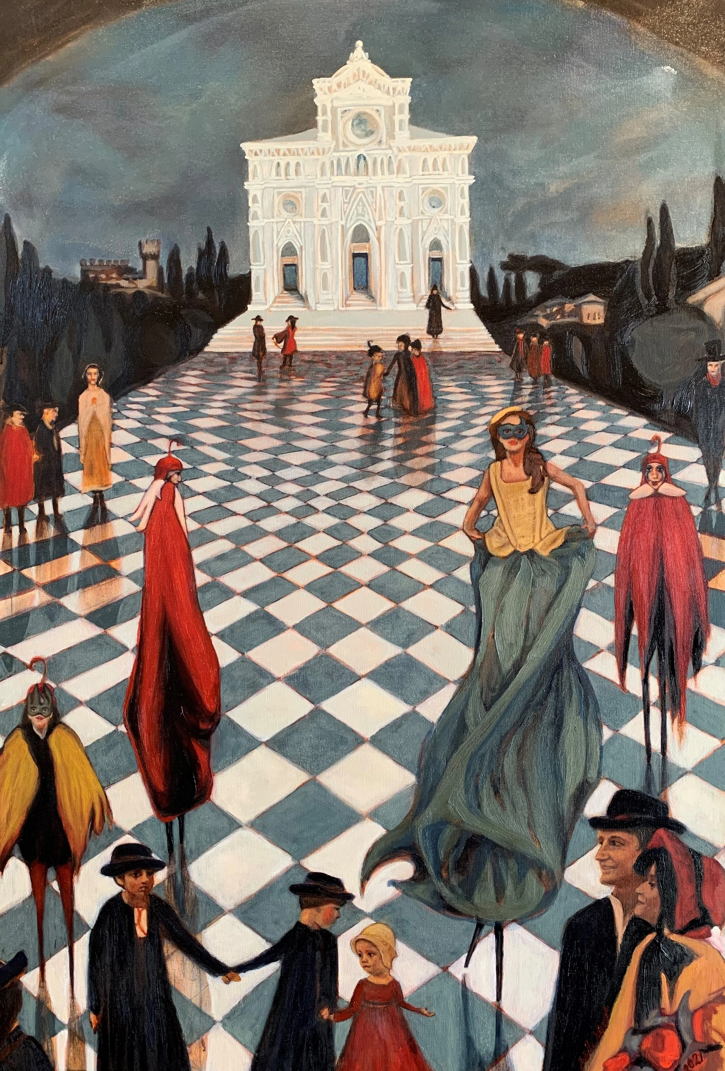 Italian Mural for Wine Cellar (aprox. 28"x50") Oil on Canvas