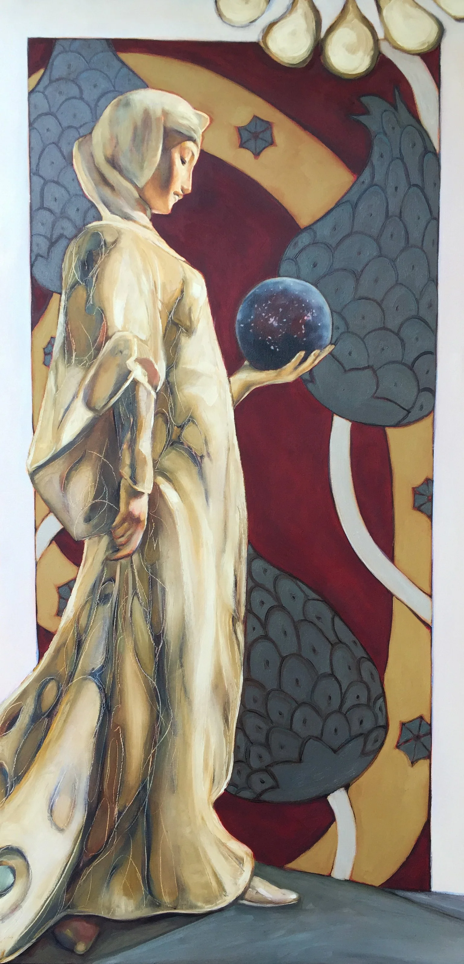 Stargazing with Tapestry (24"x48") oil on canvas