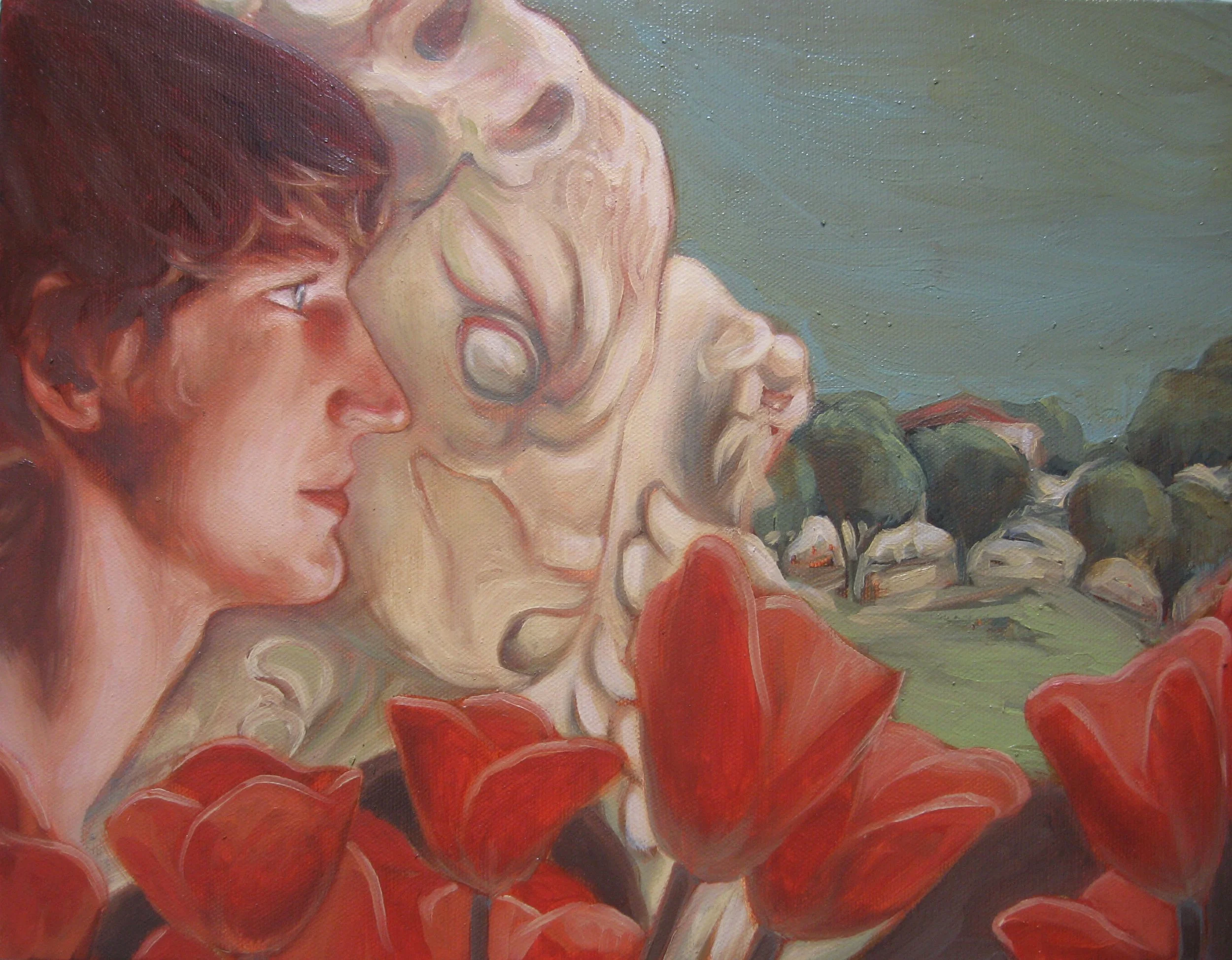 Carl and the Bull (16"20") Oil on Canvas