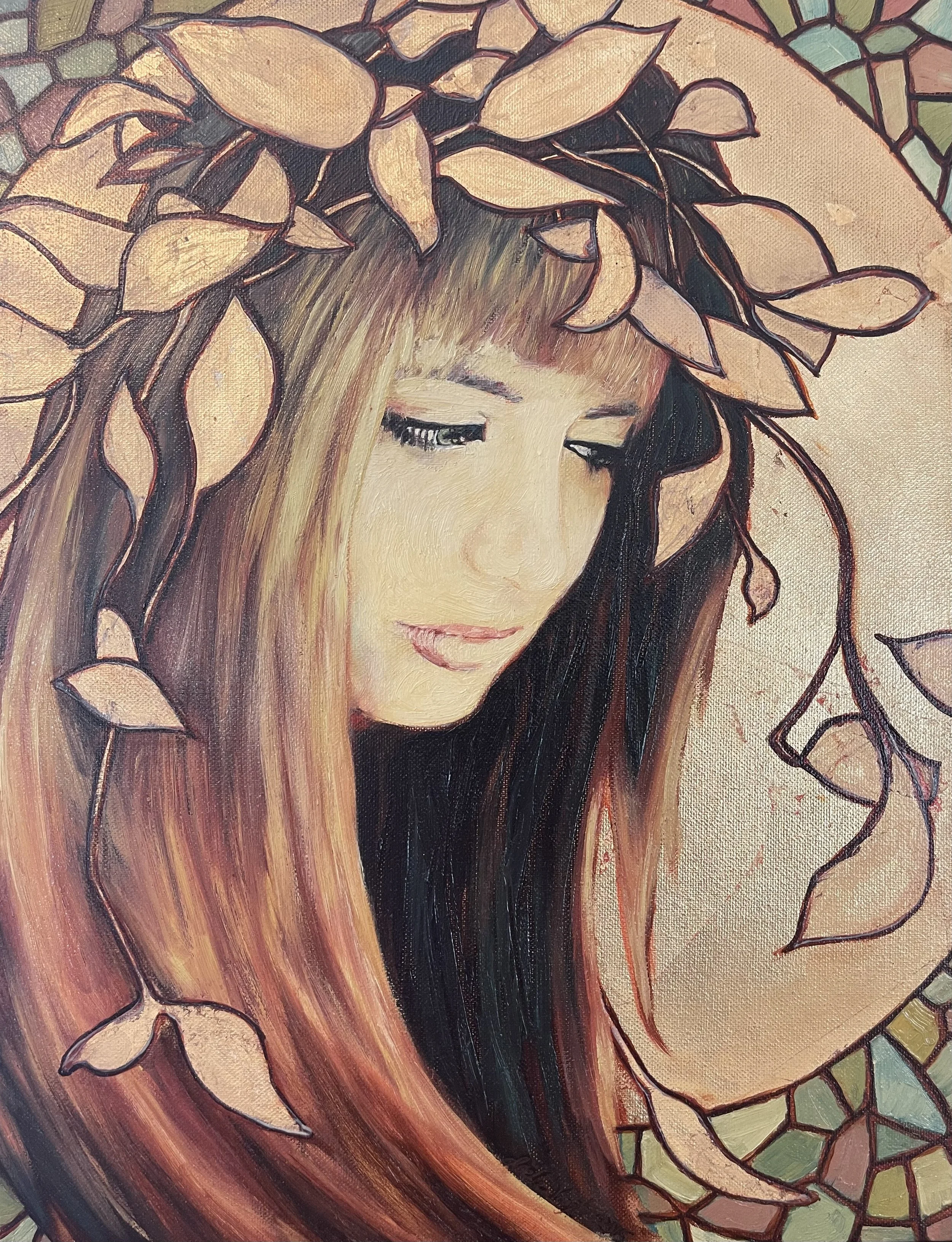 Arzu with Gold Leaf (24"x36") Oil on Canvas with Gold Leaf