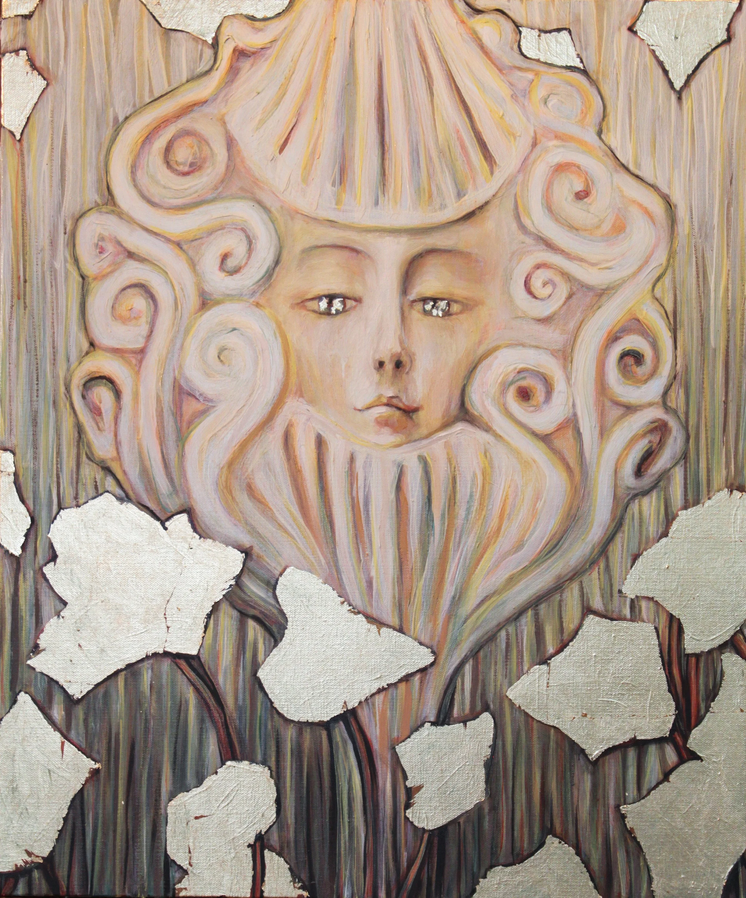 Ivy 2017 Oil on Canvas with gold leaf 20”x 24” $1000