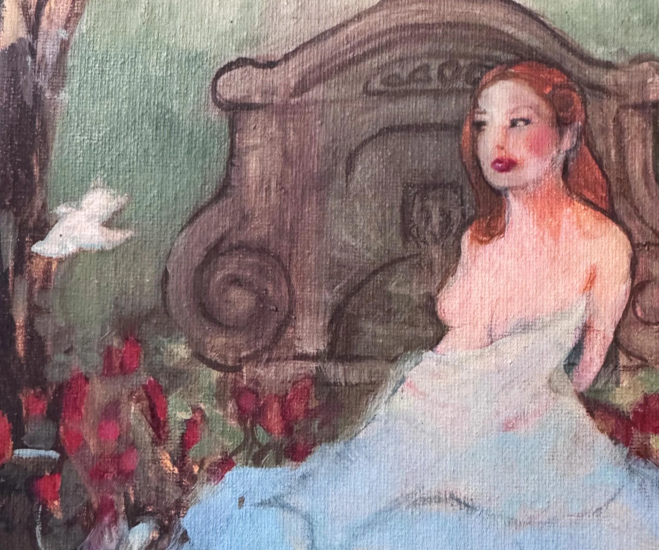 Fountain Daydreams (6" x 5.25") Oil on Canvas