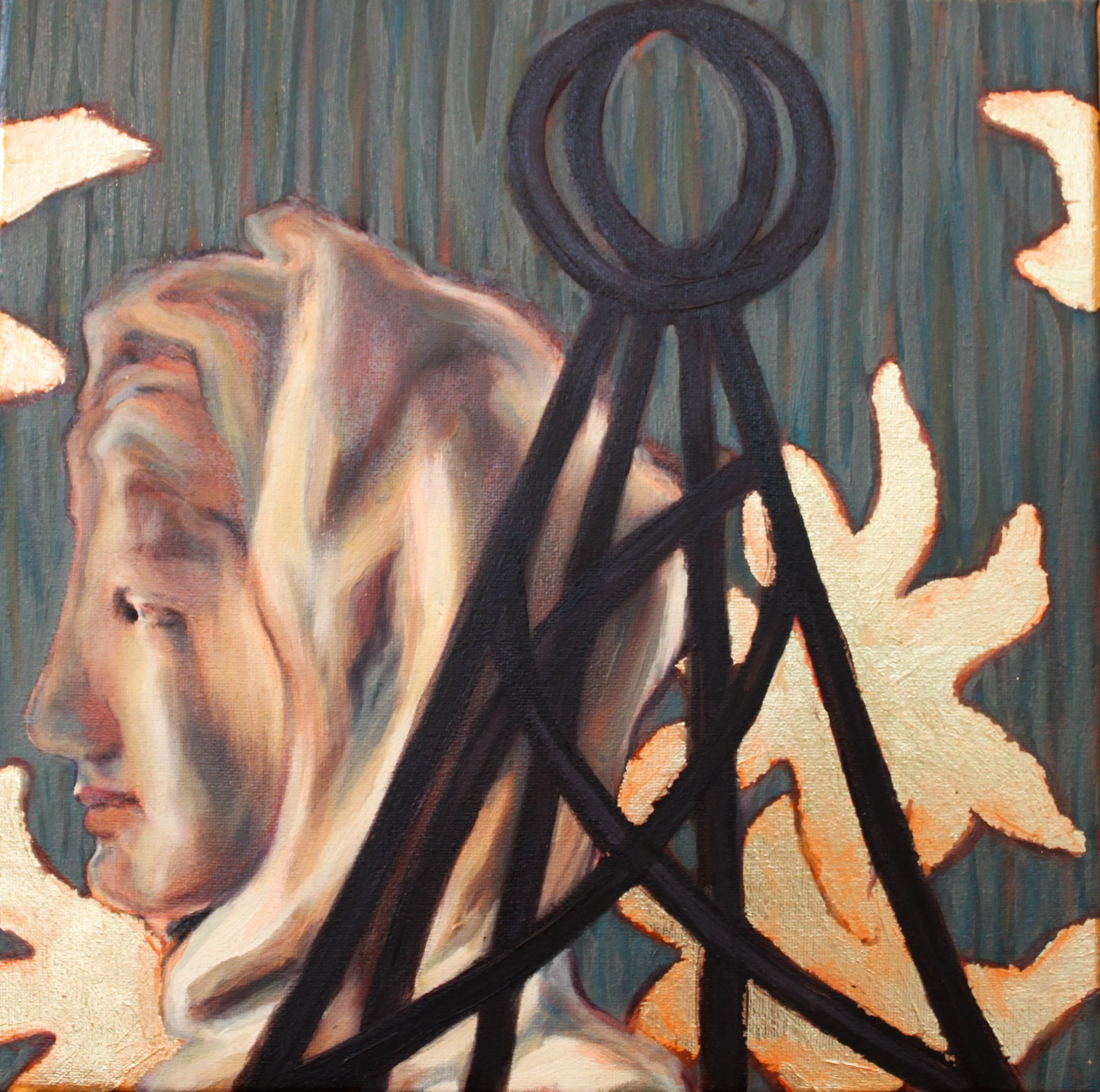 Study with Maple Leaves (12"x12") Oil on Canvas with Gold Leaf NFS