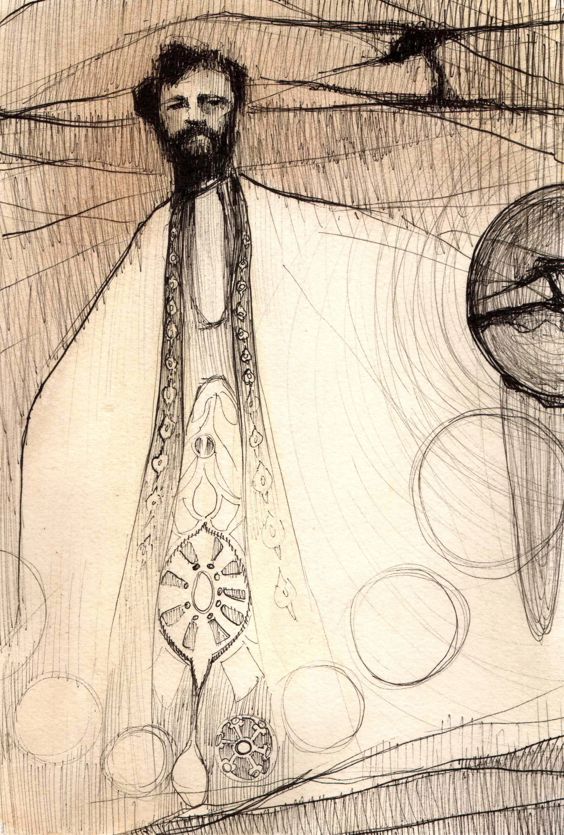 Mucha (8"x10") Ink and Watercolor on Paper NFS