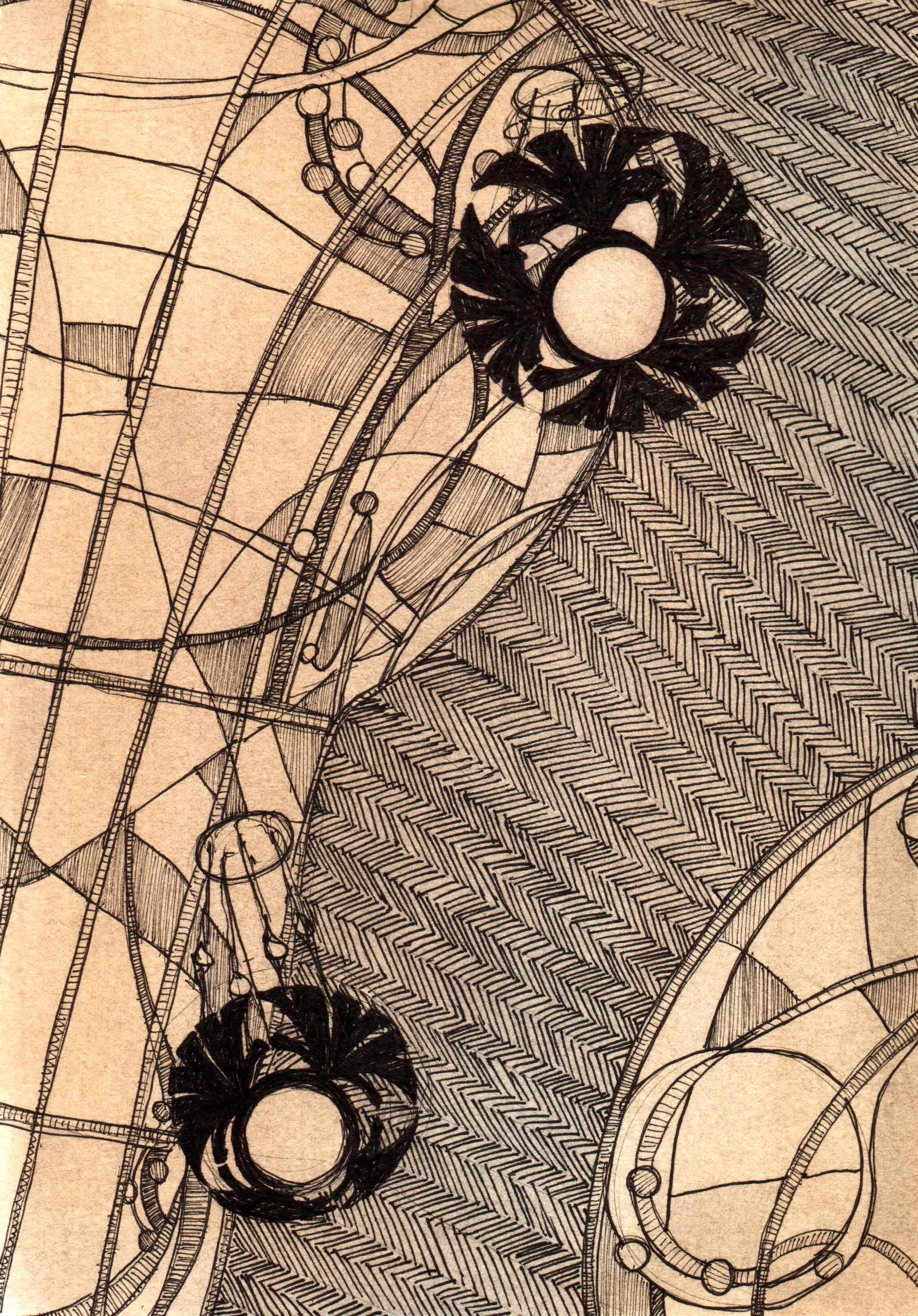Stained Glass Ceiling (8"x10") Ink and Watercolor on Paper NFS