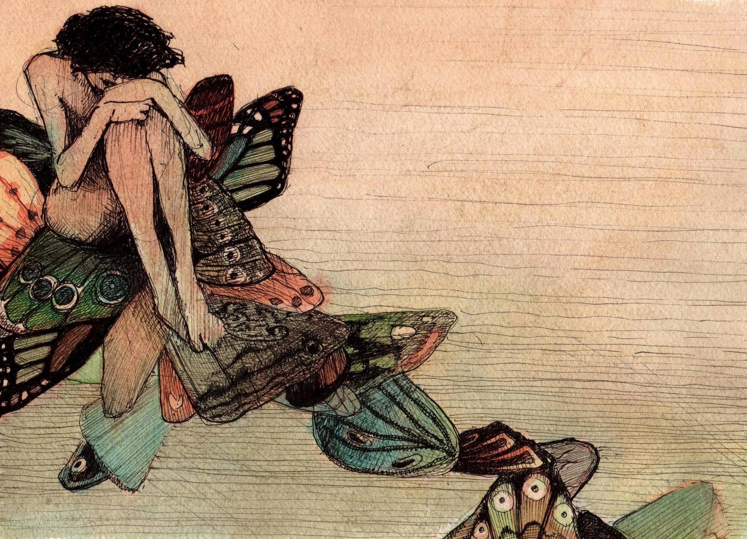 Costa Rican Butterflies (8"x10") Ink and Watercolor on Paper NFS
