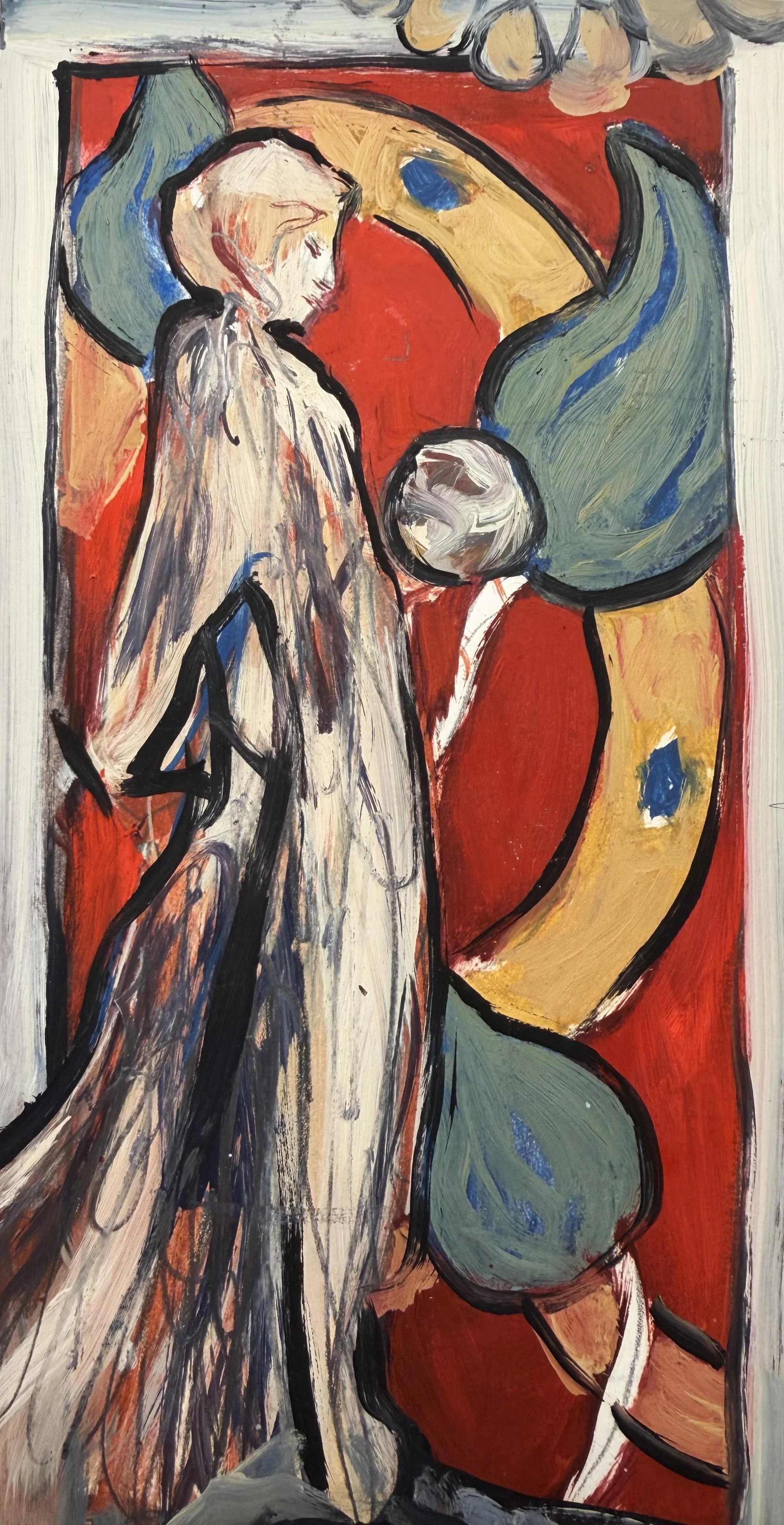 Stargazing with Tapestry Study (5”x 9.75”) Oil on Paper